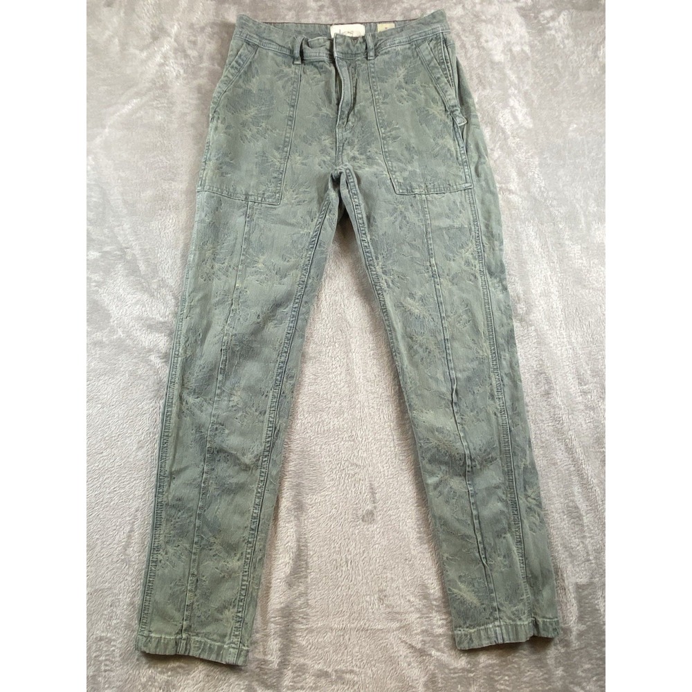 Anthropology Women's Pants The Wanderer Texture Leaf Print Size 26 Green